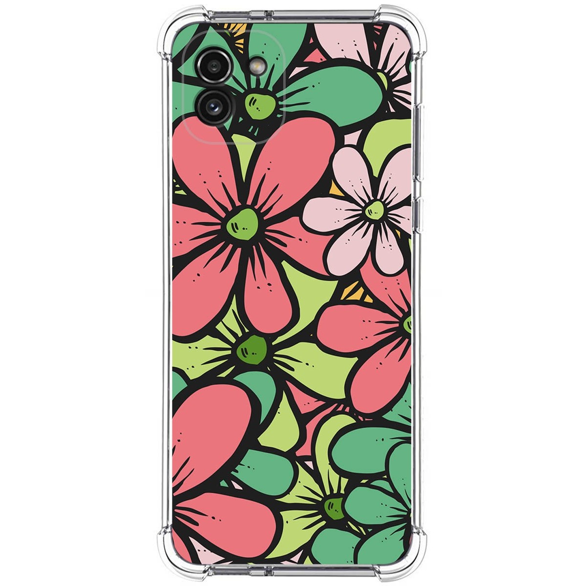 Funda Silicona Antigolpes para Samsung Galaxy A03 diseño Flores 02 Dibujos