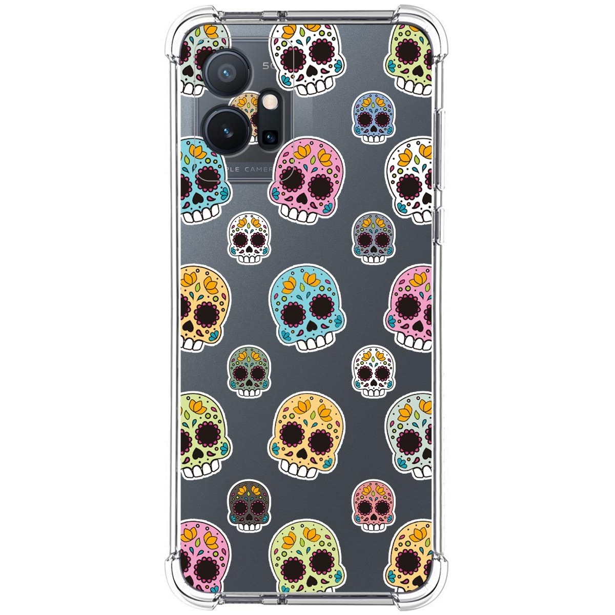 Funda Silicona Antigolpes para Vivo Y55 5G diseño Catrina Dibujos