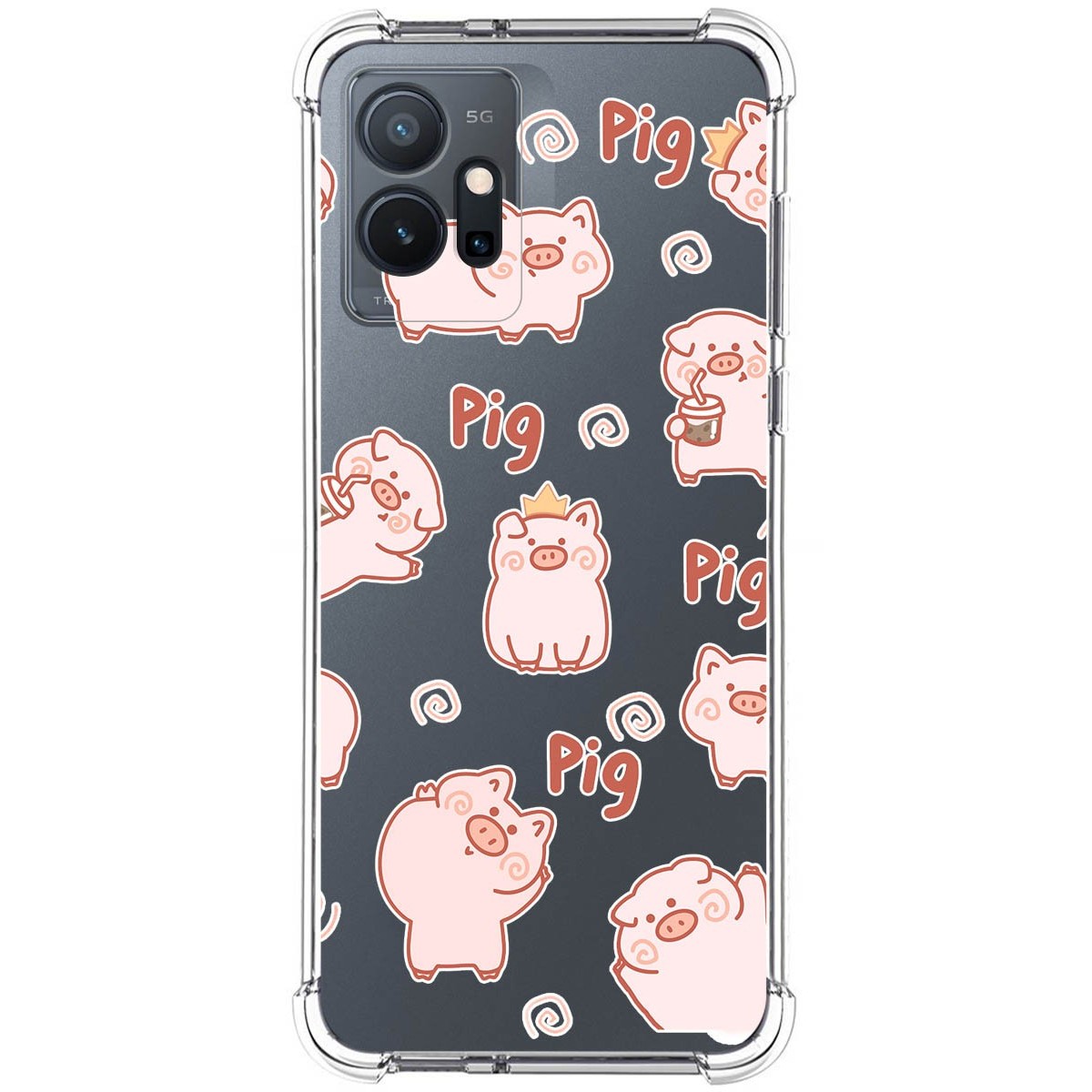Funda Silicona Antigolpes para Vivo Y55 5G diseño Cerdos Dibujos