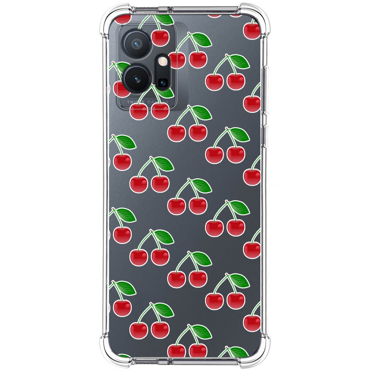 Funda Silicona Antigolpes para Vivo Y55 5G diseño Cerezas Dibujos