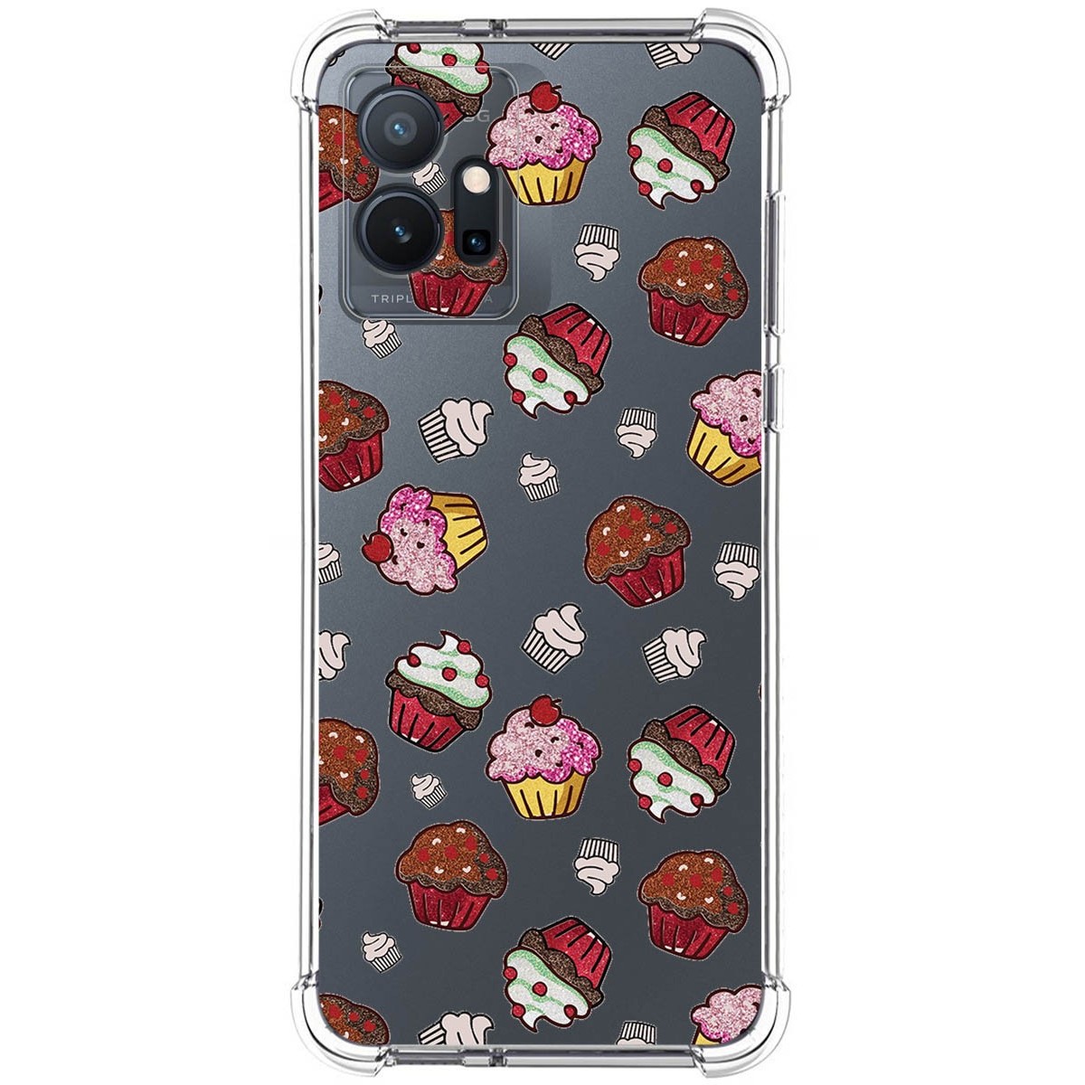 Funda Silicona Antigolpes para Vivo Y55 5G diseño Muffins Dibujos