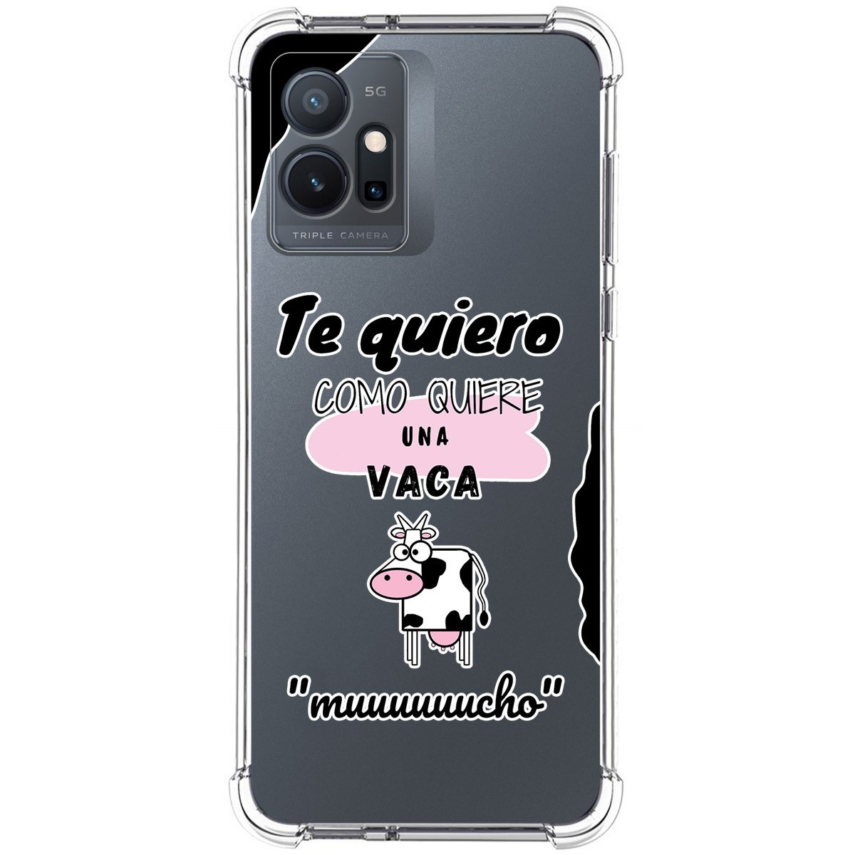 Funda Silicona Antigolpes para Vivo Y55 5G diseño Vaca Dibujos