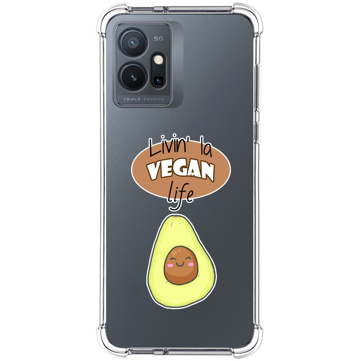 Funda Silicona Antigolpes para Vivo Y55 5G diseño Vegan Life Dibujos
