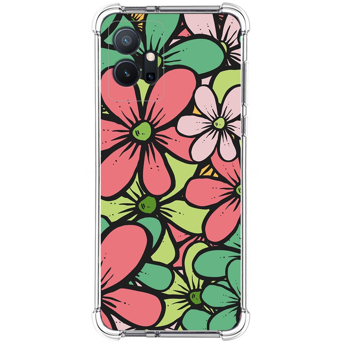 Funda Silicona Antigolpes para Vivo Y55 5G diseño Flores 02 Dibujos