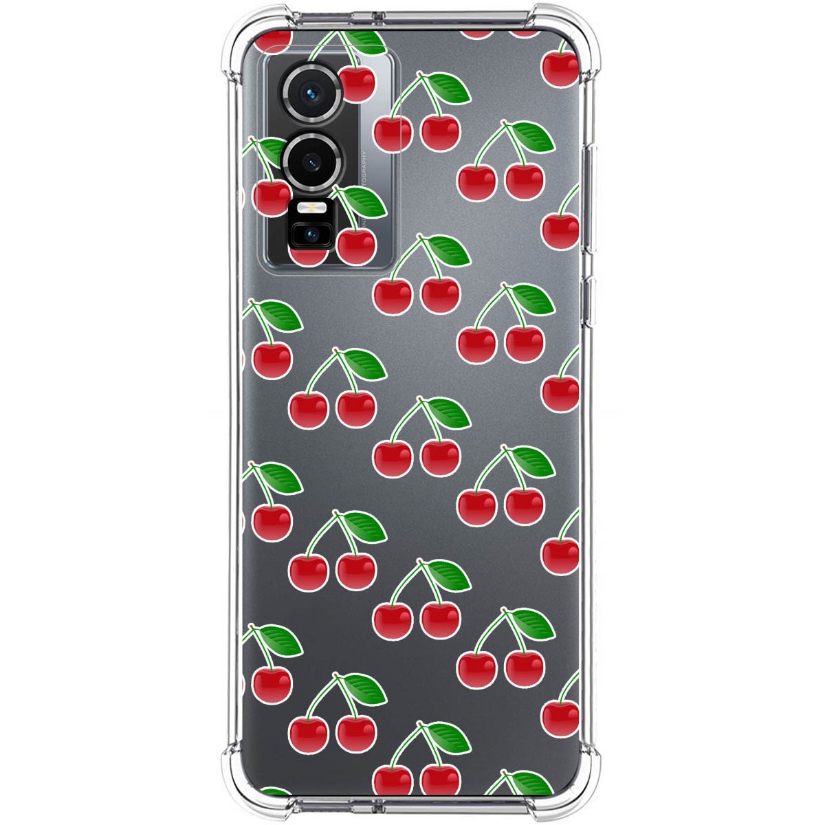Funda Silicona Antigolpes para Vivo Y76 5G diseño Cerezas Dibujos
