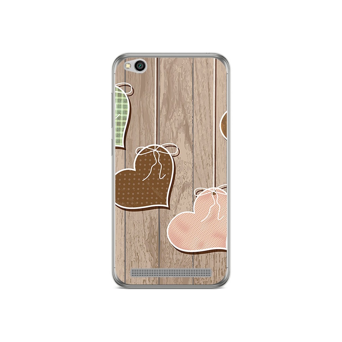 Funda Gel Tpu para Xiaomi Redmi 5A Diseño Corazones Madera Dibujos