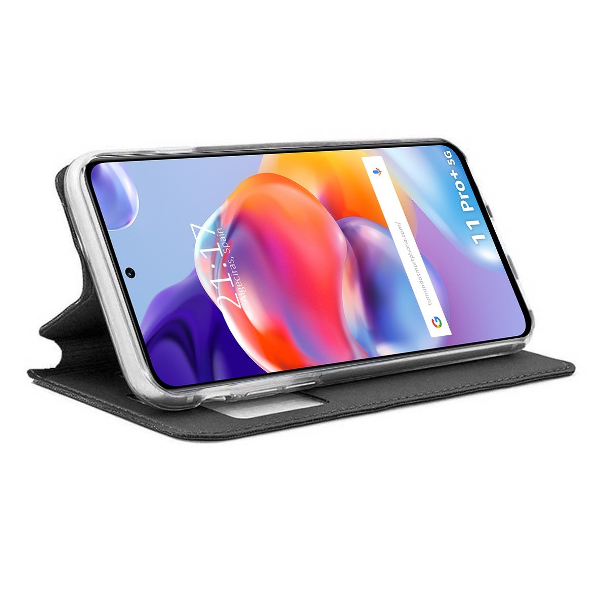 Funda Libro Soporte con Ventana para Xiaomi Redmi Note 11 Pro+ Plus 5G color Negra