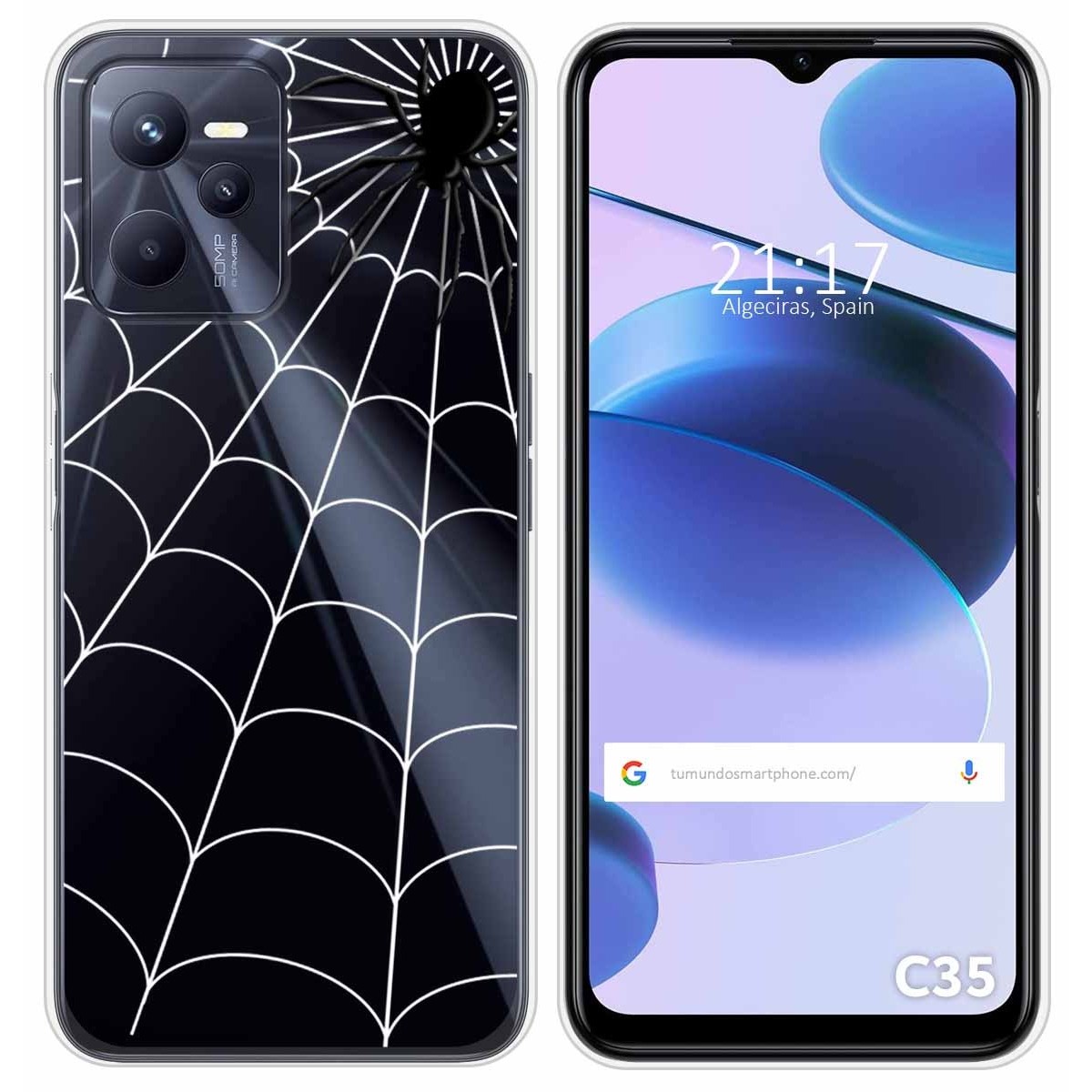 Funda Silicona Transparente para Realme C35 diseño Araña Dibujos