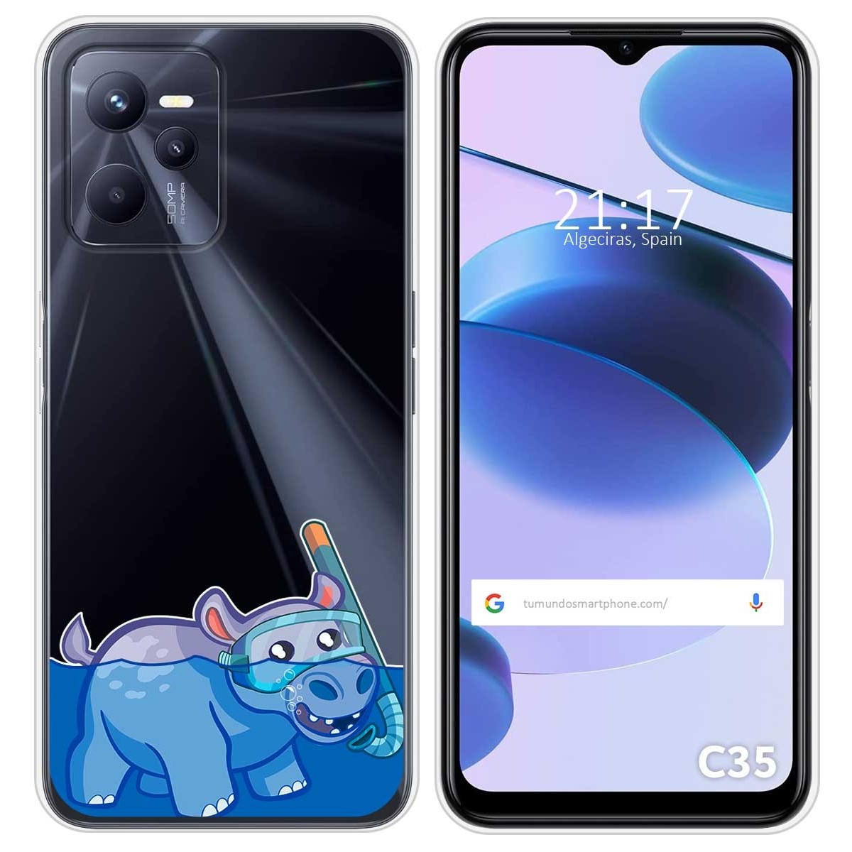 Funda Silicona Transparente para Realme C35 diseño Hipo Dibujos