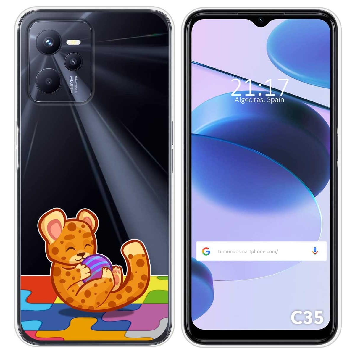 Funda Silicona Transparente para Realme C35 diseño Leopardo Dibujos