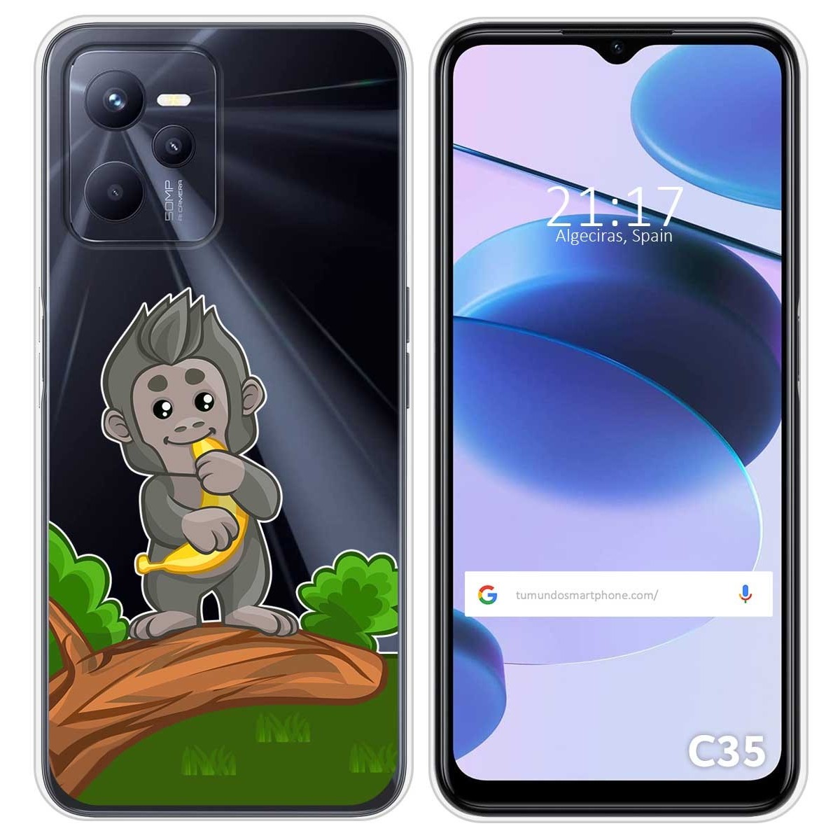 Funda Silicona Transparente para Realme C35 diseño Mono Dibujos