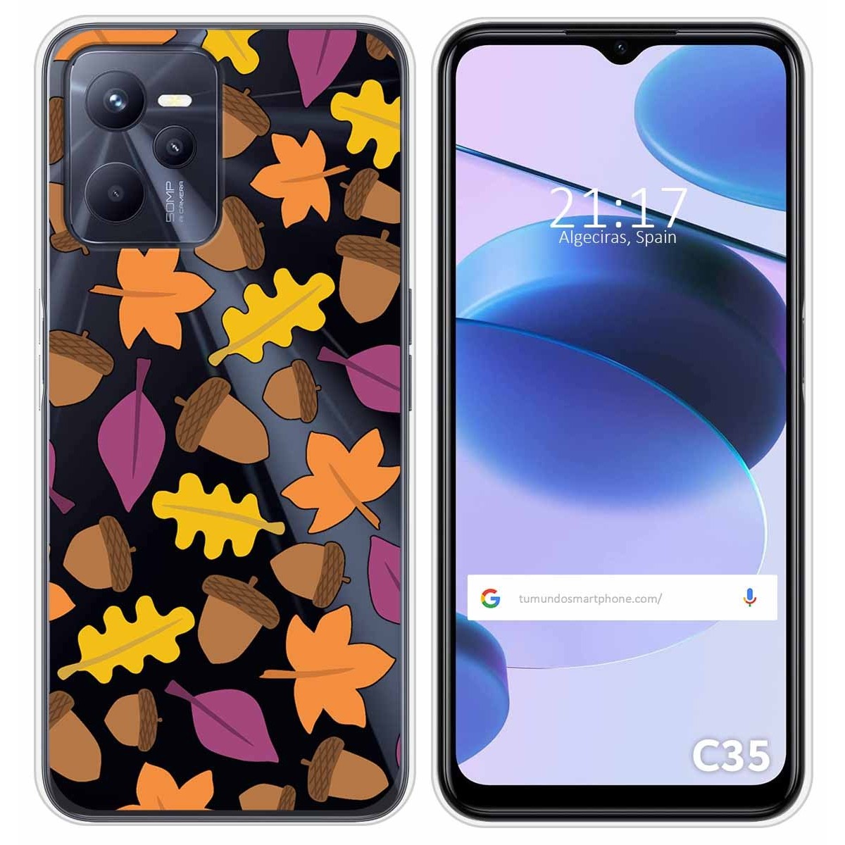 Funda Silicona Transparente para Realme C35 diseño Otoño Dibujos