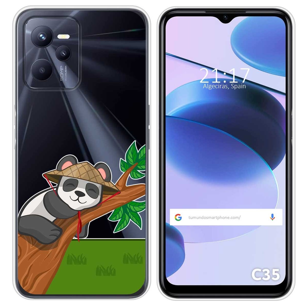 Funda Silicona Transparente para Realme C35 diseño Panda Dibujos