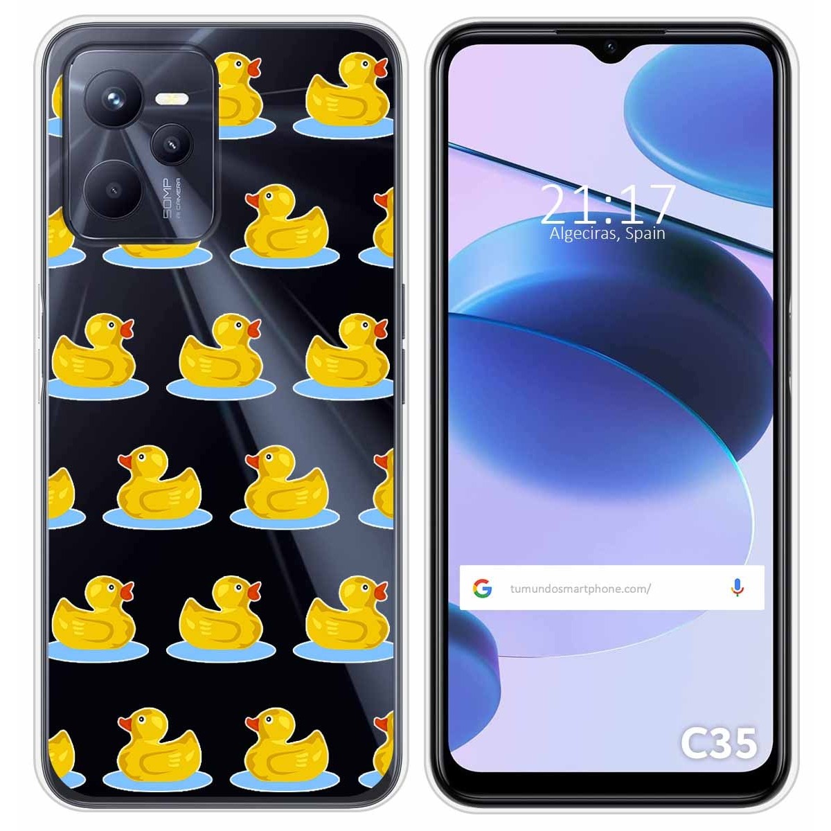 Funda Silicona Transparente para Realme C35 diseño Pato Dibujos