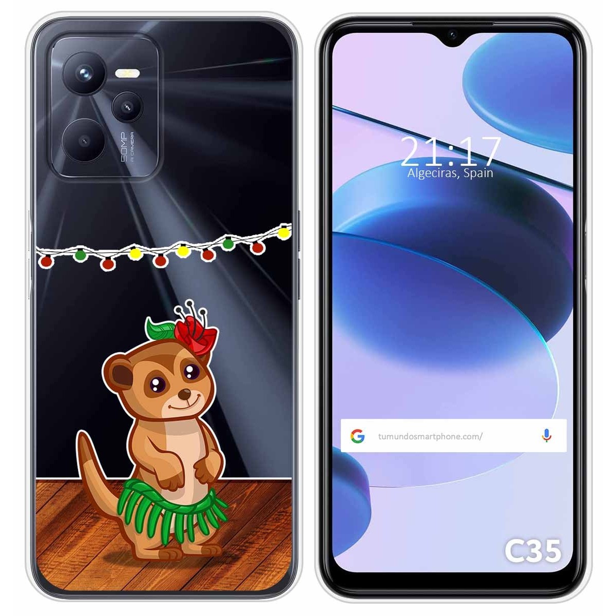 Funda Silicona Transparente para Realme C35 diseño Suricata Dibujos