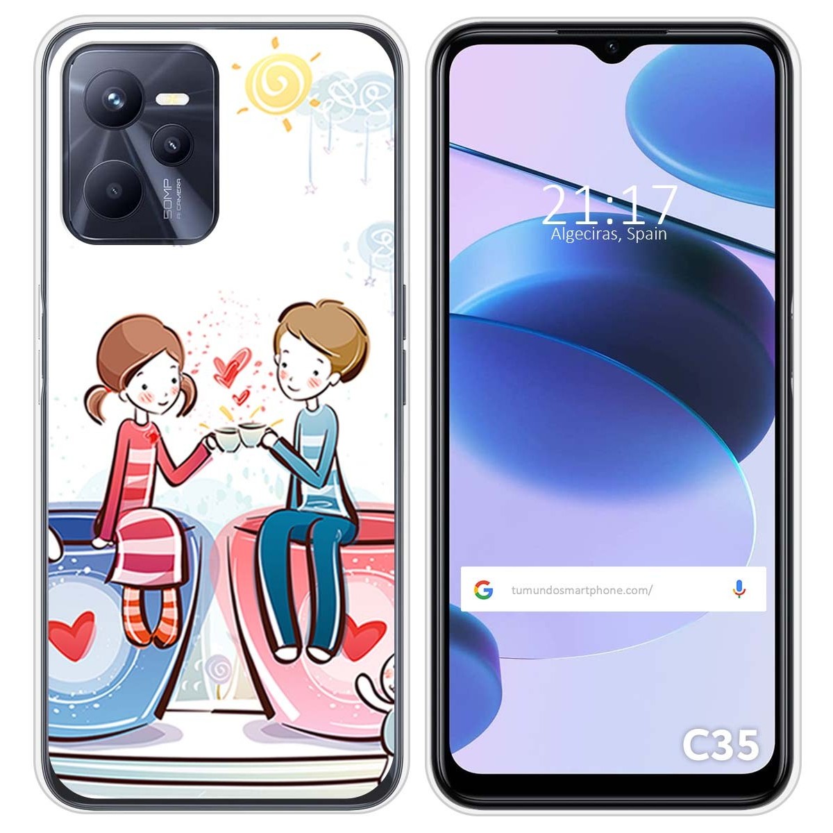 Funda Silicona para Realme C35 diseño Café Dibujos