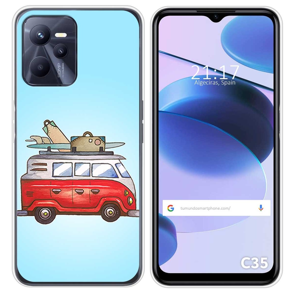 Funda Silicona para Realme C35 diseño Furgoneta Dibujos