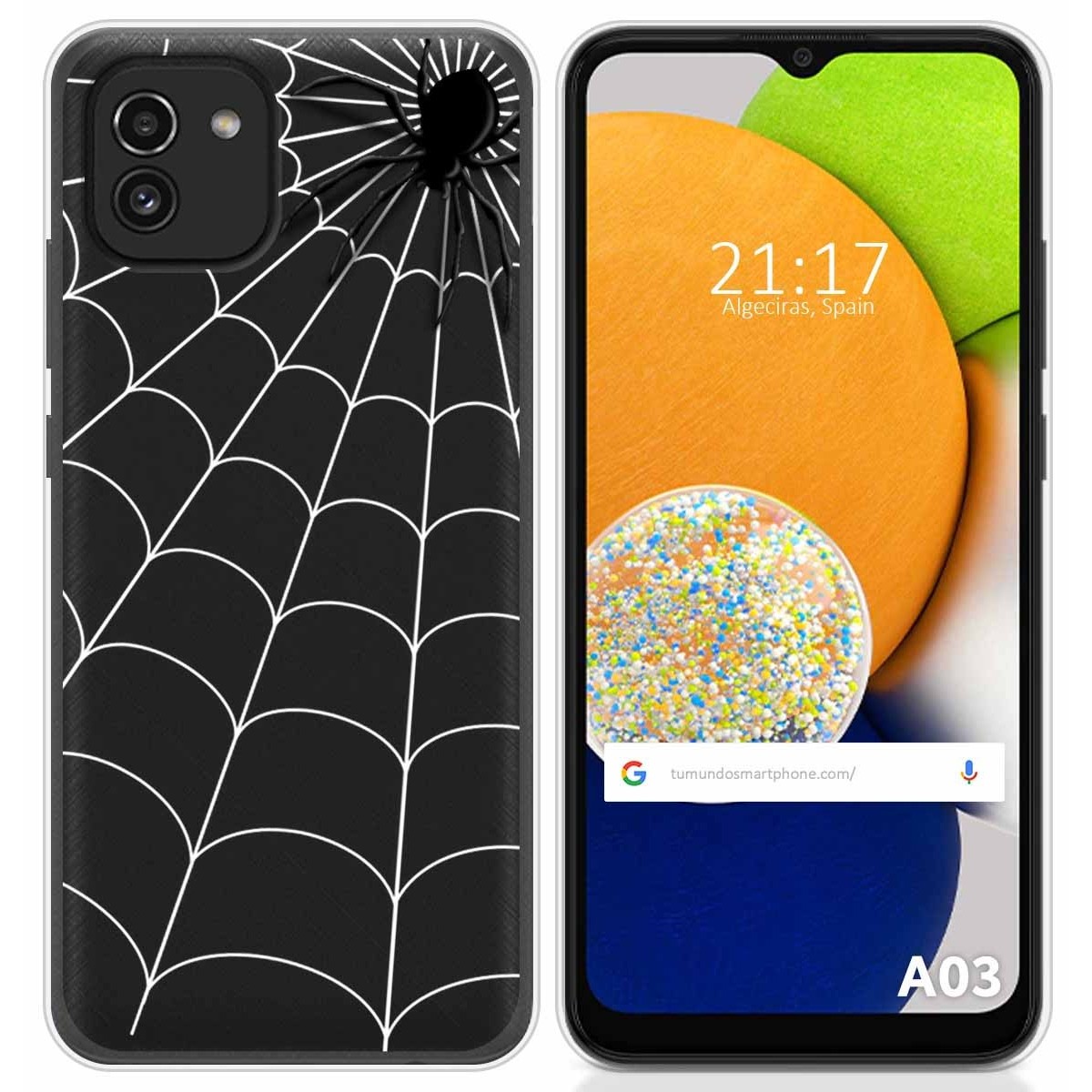 Funda Silicona Transparente para Samsung Galaxy A03 diseño Araña Dibujos