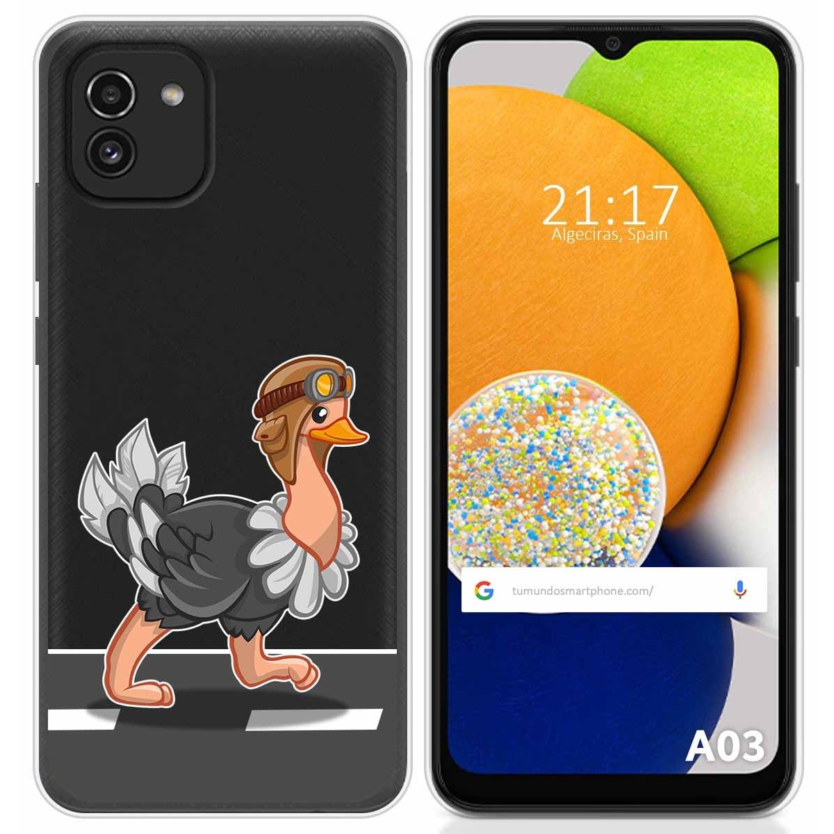 Funda Silicona Transparente para Samsung Galaxy A03 diseño Avestruz Dibujos