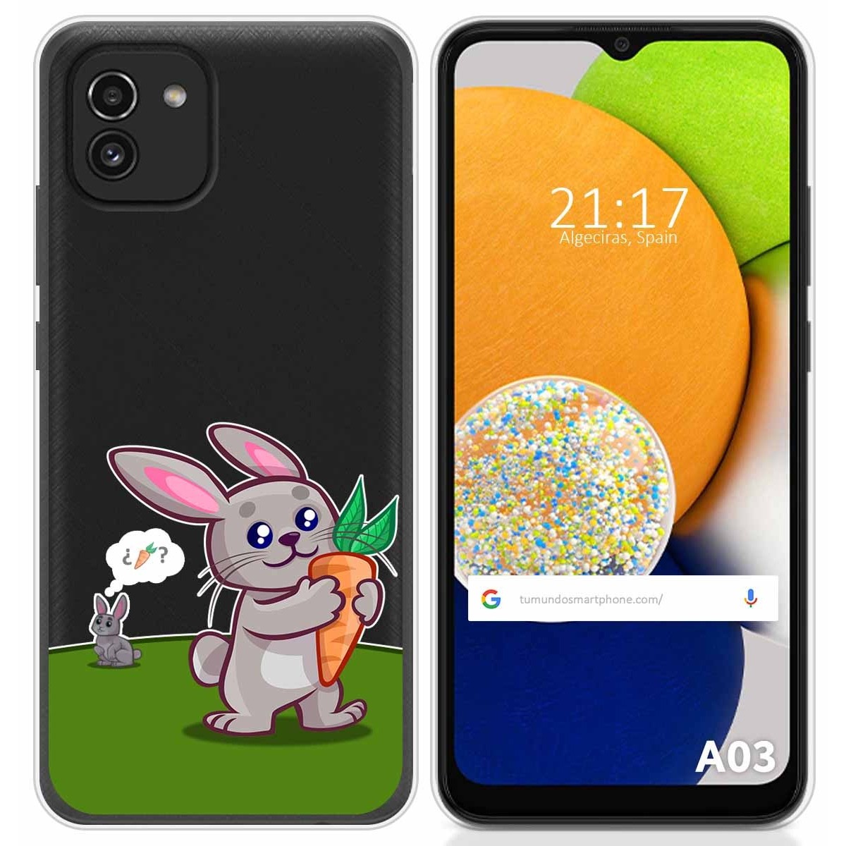 Funda Silicona Transparente para Samsung Galaxy A03 diseño Conejo Dibujos