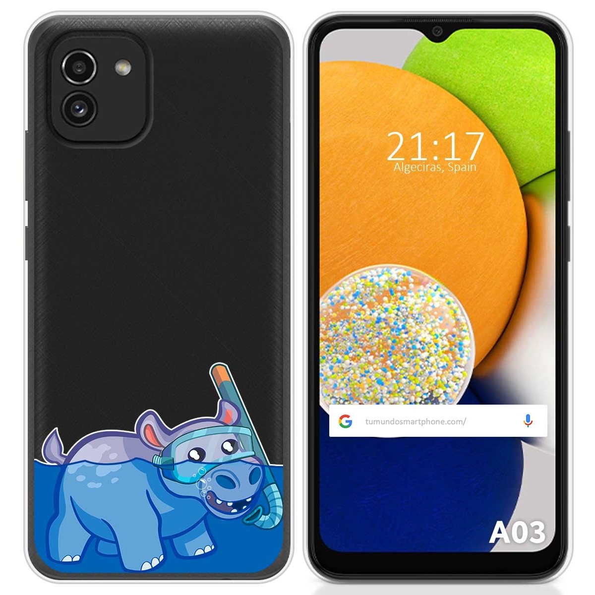 Funda Silicona Transparente para Samsung Galaxy A03 diseño Hipo Dibujos