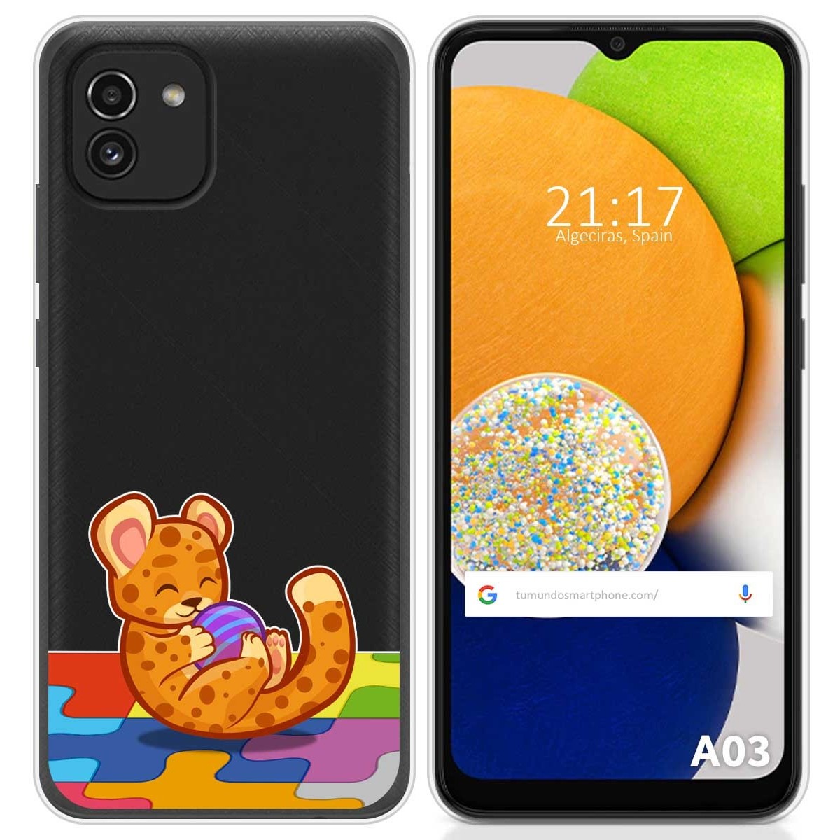 Funda Silicona Transparente para Samsung Galaxy A03 diseño Leopardo Dibujos