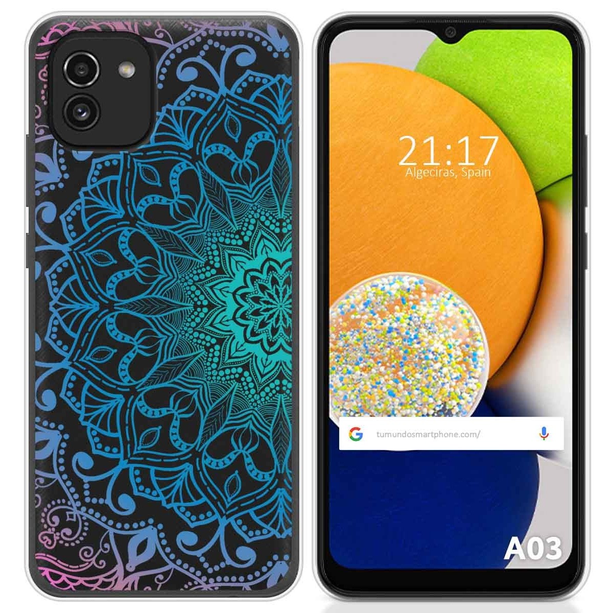 Funda Silicona Transparente para Samsung Galaxy A03 diseño Mandala Dibujos