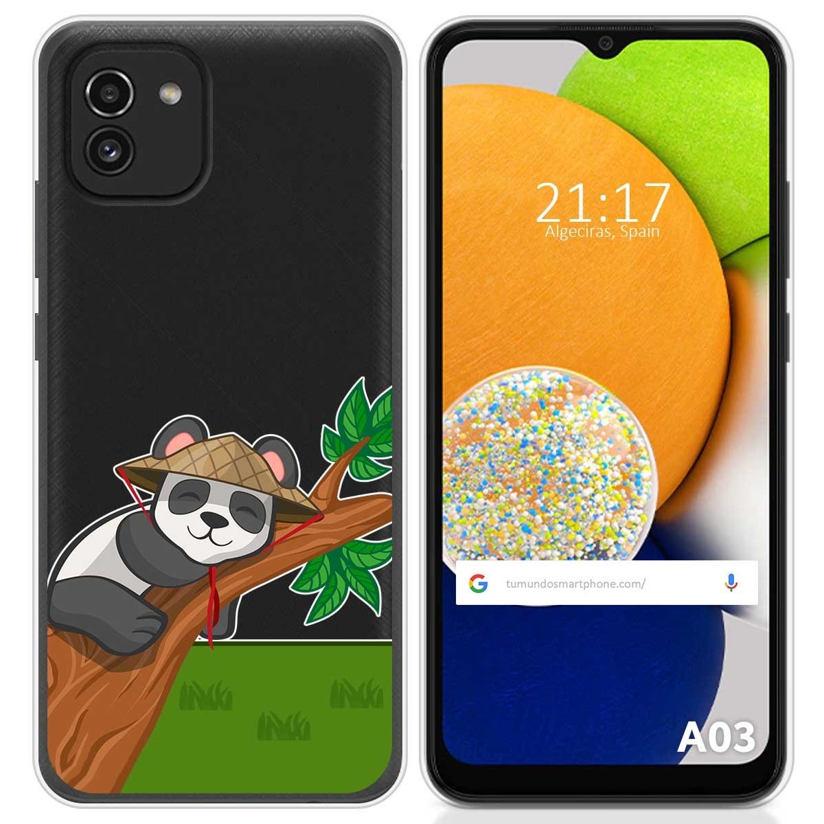 Funda Silicona Transparente para Samsung Galaxy A03 diseño Panda Dibujos