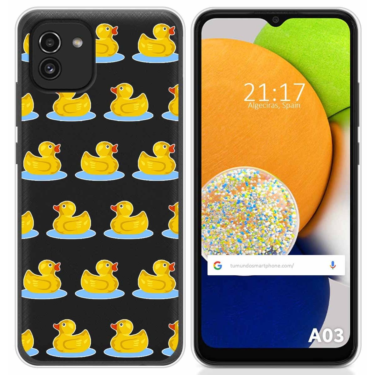 Funda Silicona Transparente para Samsung Galaxy A03 diseño Pato Dibujos