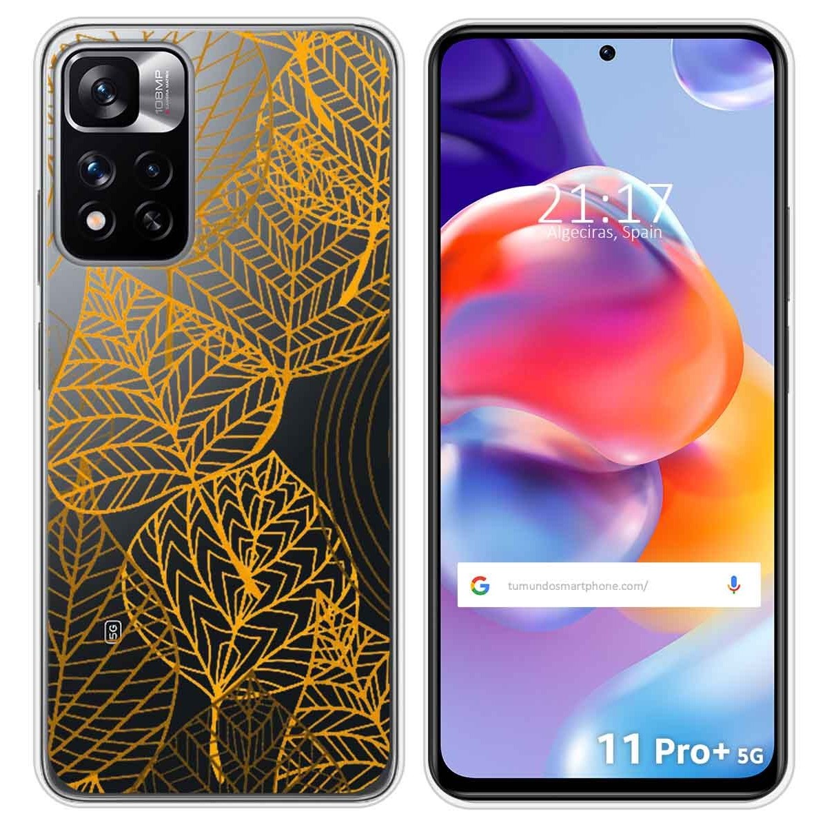 Funda Silicona Transparente para Xiaomi Redmi Note 11 Pro+ Plus 5G diseño Hojas Dibujos