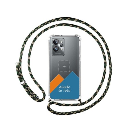 Personaliza tu Funda Colgante Transparente para Realme GT 2 Pro 5G con Cordon Verde / Dorado Dibujo Personalizada