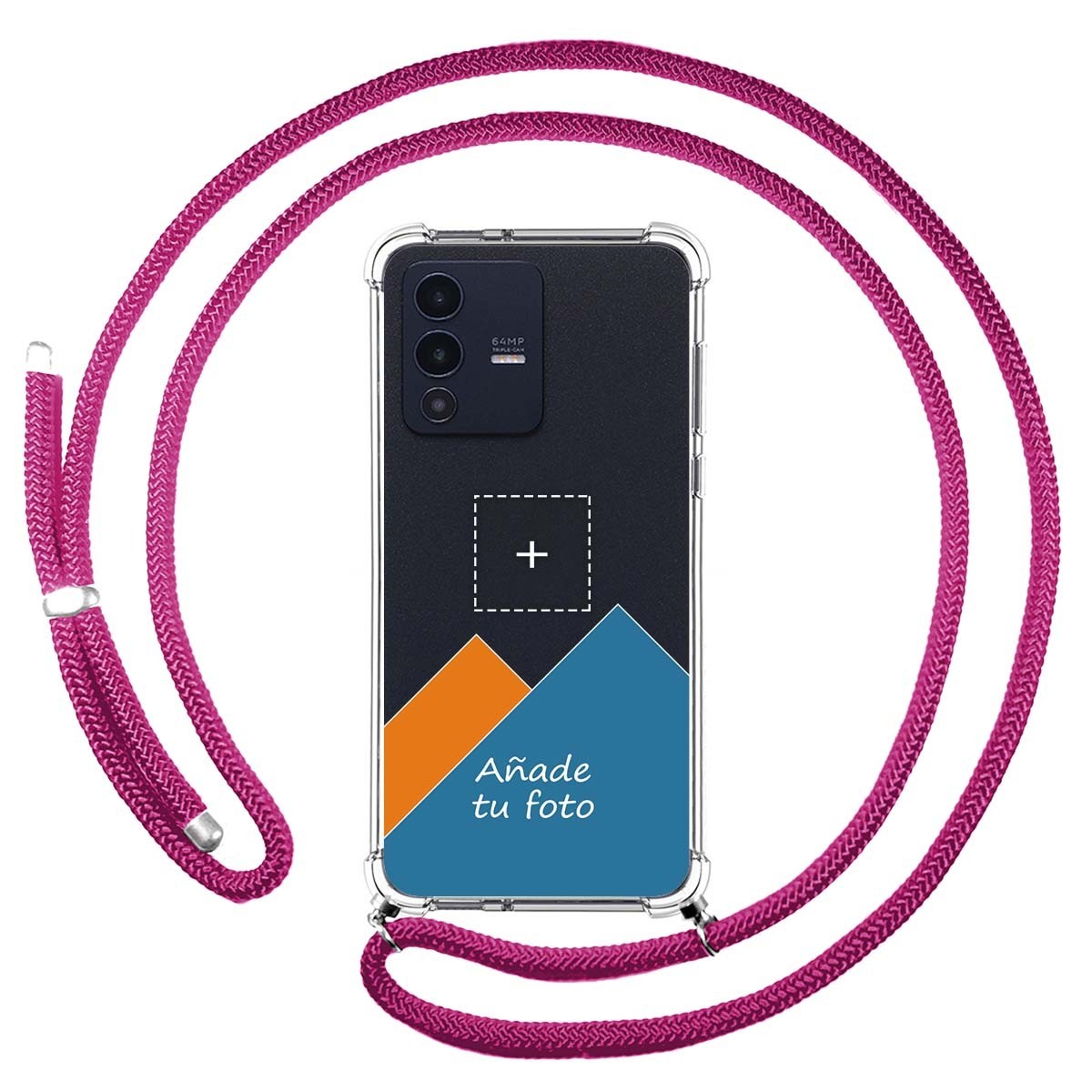 Personaliza tu Funda Colgante Transparente para Vivo V23 5G con Cordon Rosa Fucsia Dibujo Personalizada