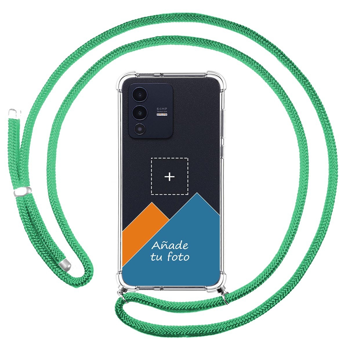 Personaliza tu Funda Colgante Transparente para Vivo V23 5G con Cordon Verde Agua Dibujo Personalizada
