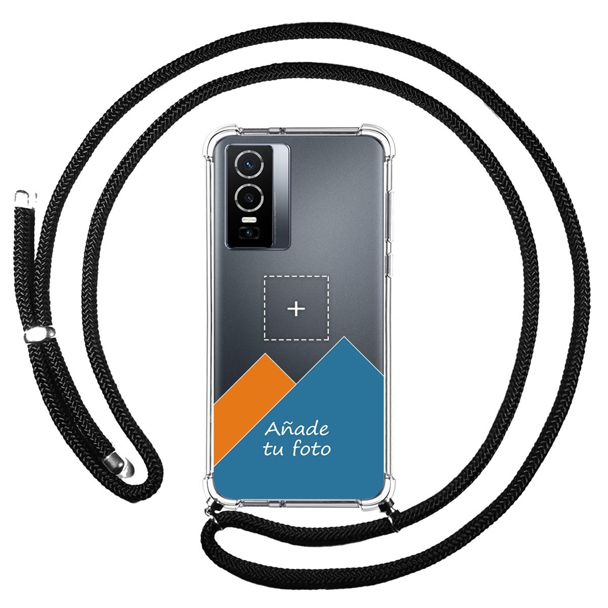 Personaliza tu Funda Colgante Transparente para Vivo Y76 5G con Cordon Negro Dibujo Personalizada