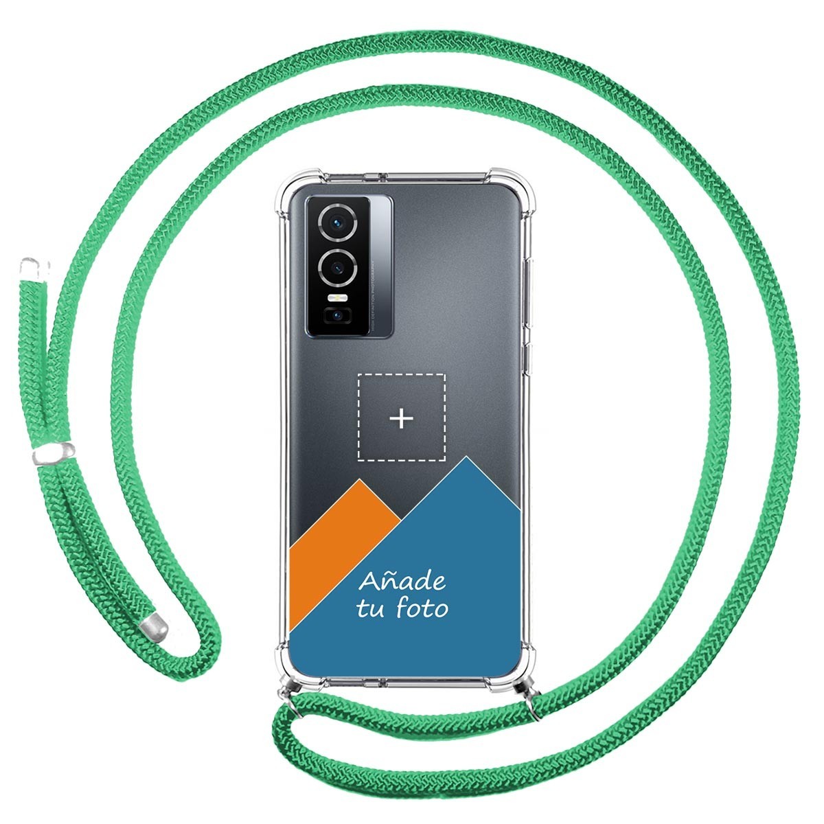 Personaliza tu Funda Colgante Transparente para Vivo Y76 5G con Cordon Verde Agua Dibujo Personalizada