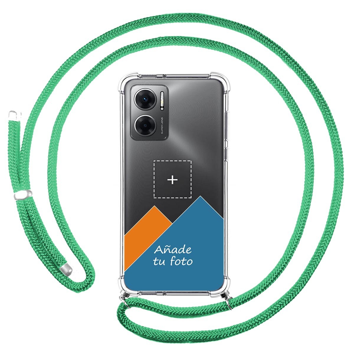 Personaliza tu Funda Colgante Transparente para Xiaomi Redmi 10 5G con Cordon Verde Agua Dibujo Personalizada