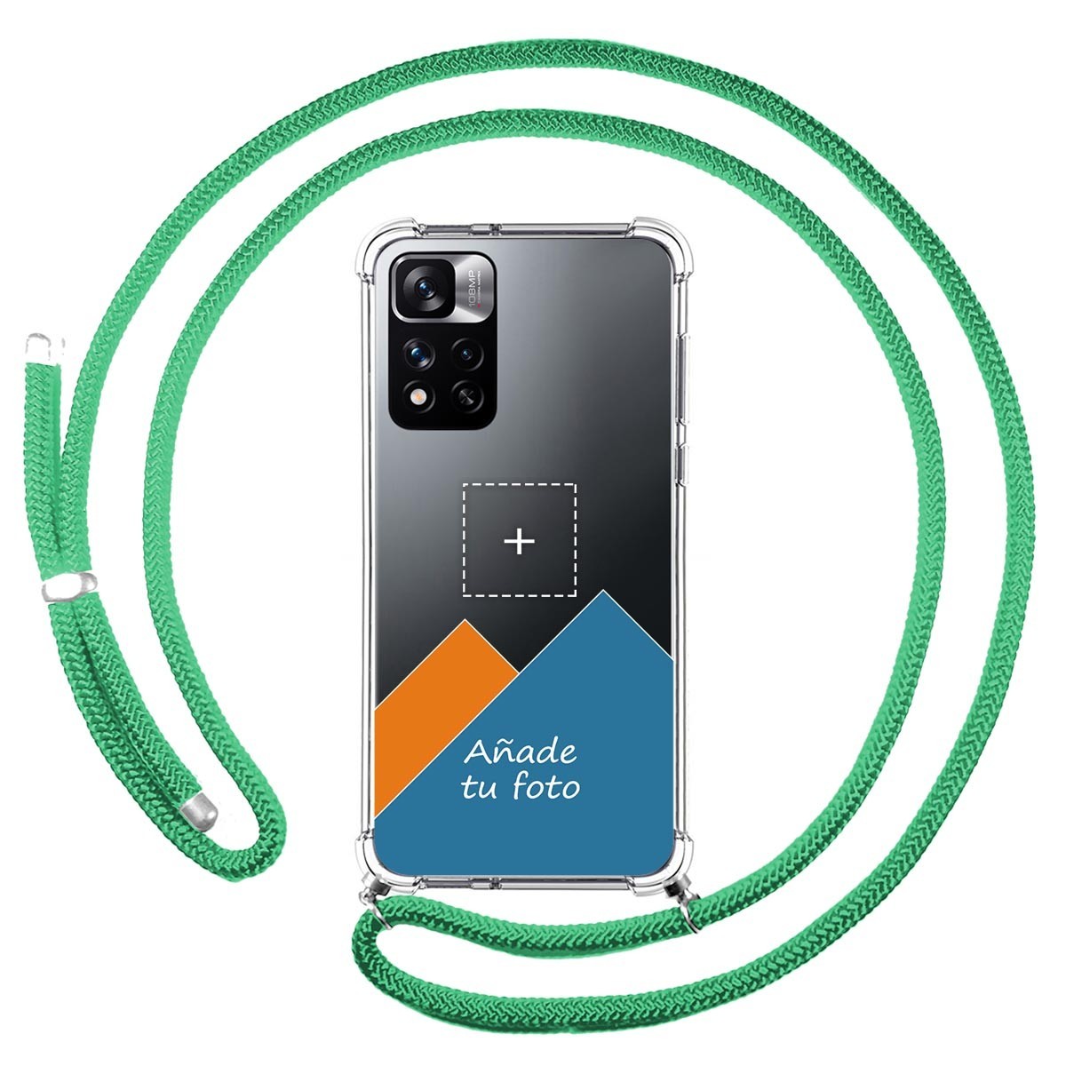 Personaliza tu Funda Colgante Transparente para Xiaomi Redmi Note 11 Pro+ Plus 5G con Cordon Verde Agua Personalizada