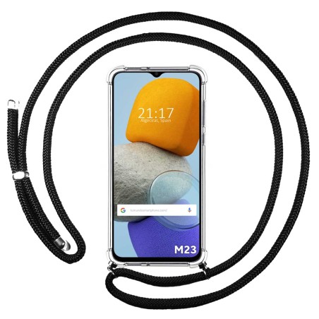 Funda Colgante Transparente para Samsung Galaxy M23 5G con Cordon Negro