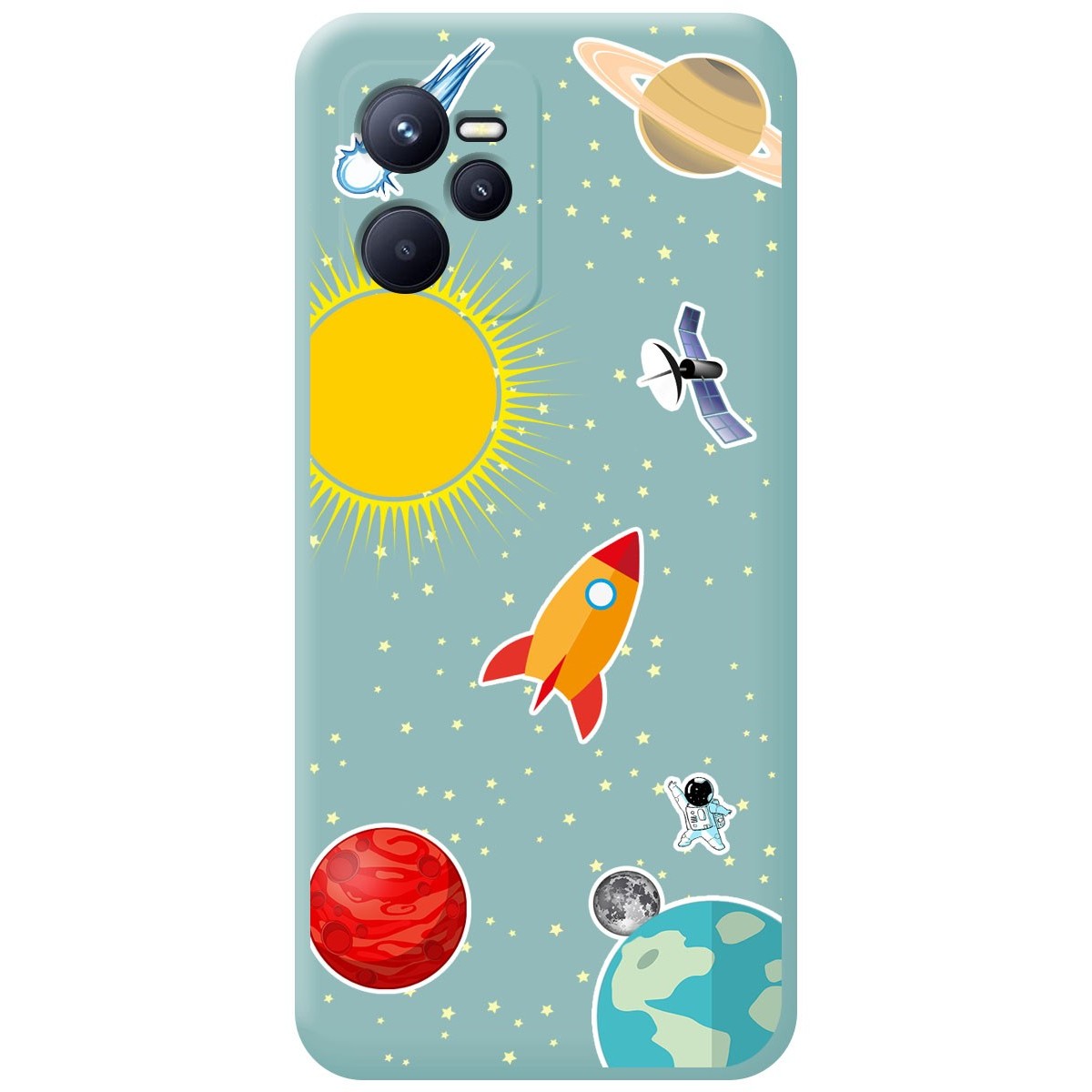 Funda Silicona Líquida Azul para Realme C35 diseño Espacio Dibujos
