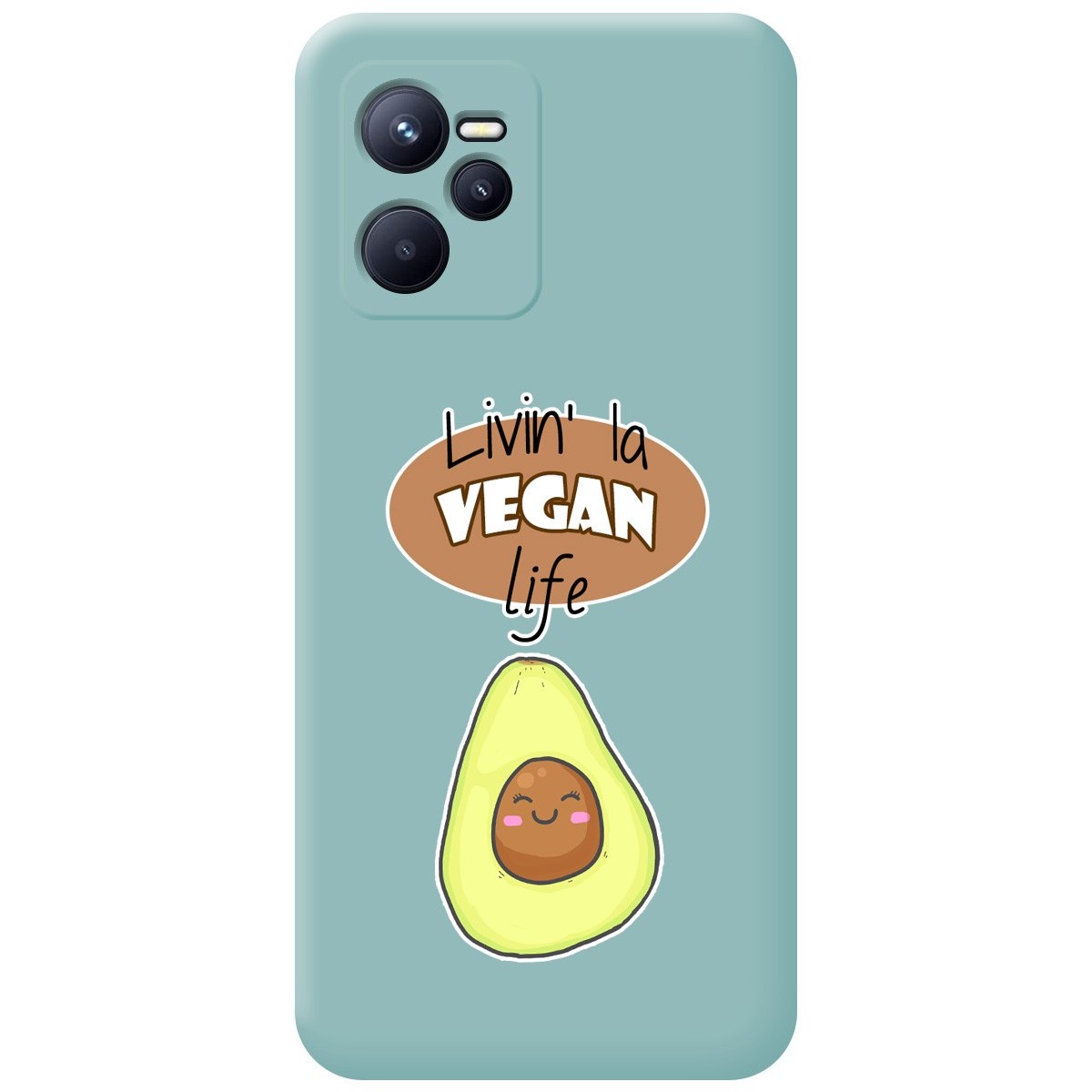 Funda Silicona Líquida Azul para Realme C35 diseño Vegan Life Dibujos