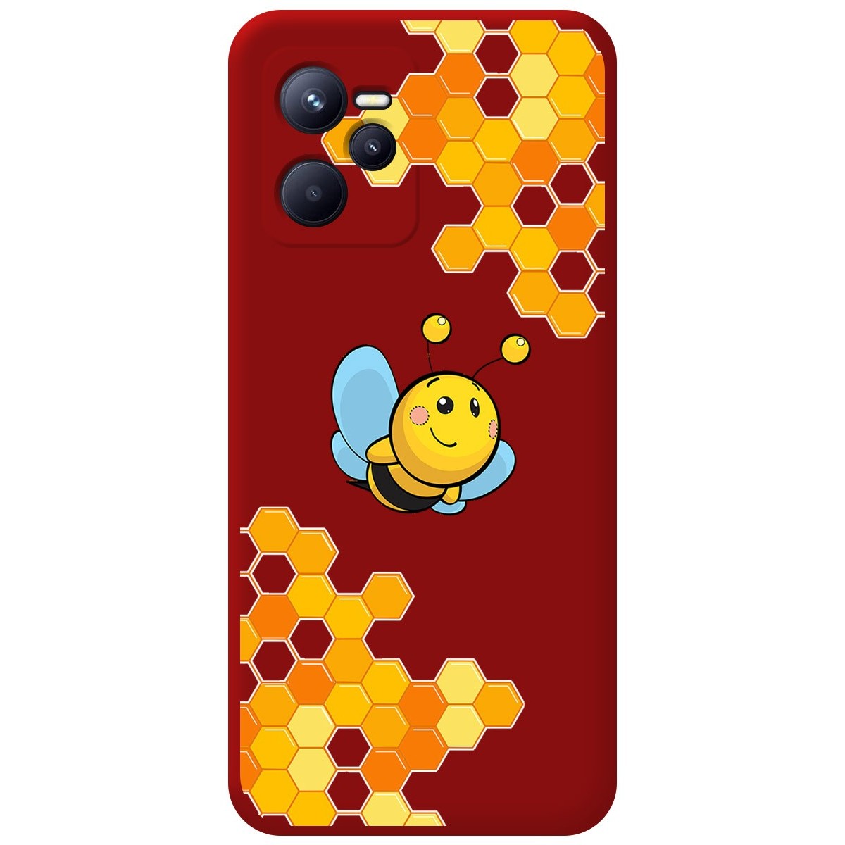 Funda Silicona Líquida Roja para Realme C35 diseño Abeja Dibujos