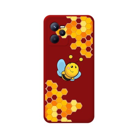 Funda Silicona Líquida Roja para Realme C35 diseño Abeja Dibujos