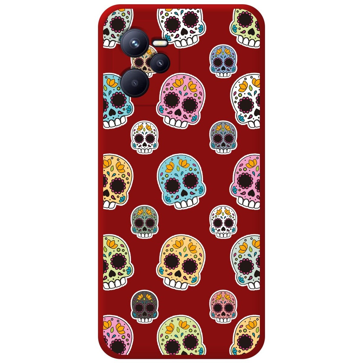 Funda Silicona Líquida Roja para Realme C35 diseño Catrina Dibujos