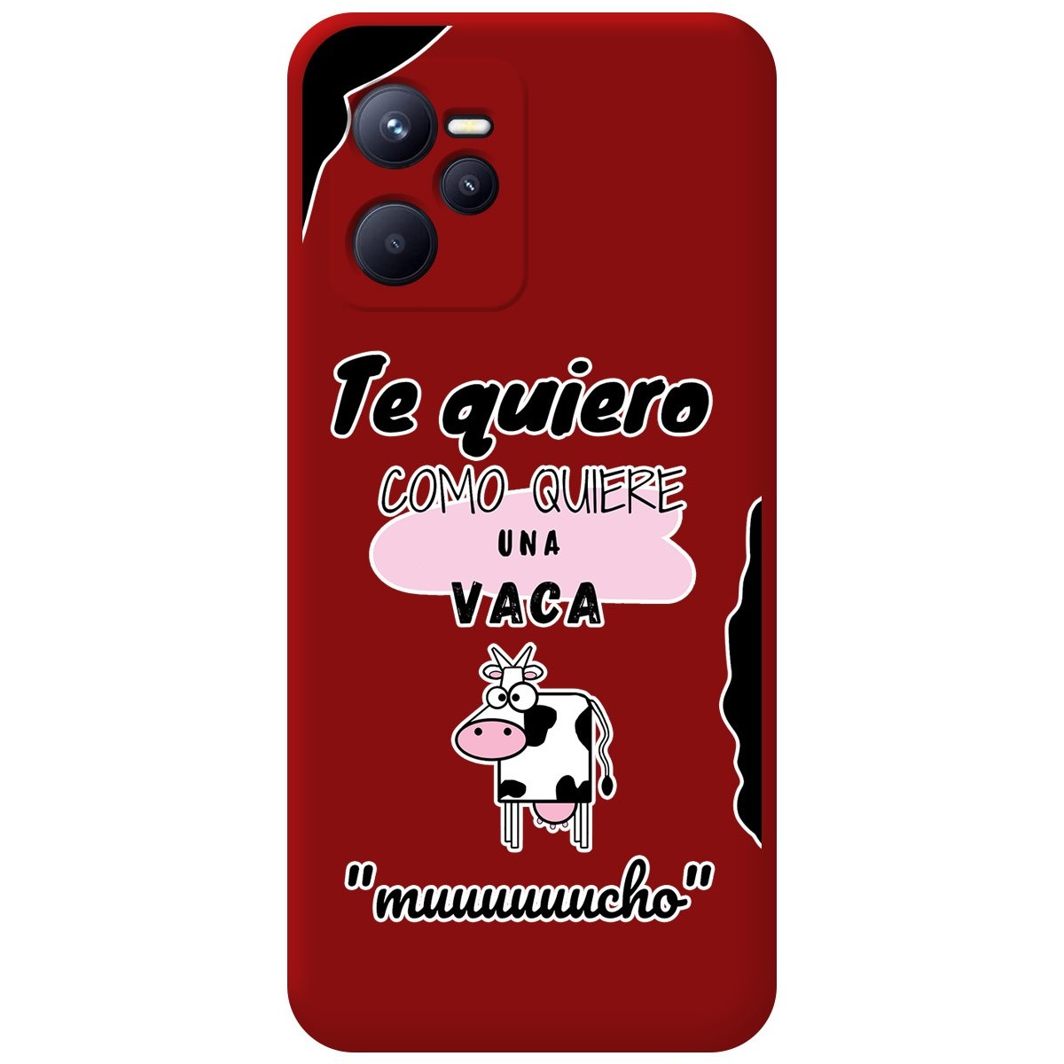 Funda Silicona Líquida Roja para Realme C35 diseño Vaca Dibujos