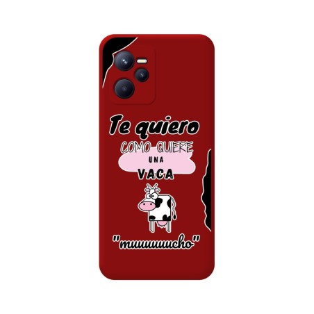 Funda Silicona Líquida Roja para Realme C35 diseño Vaca Dibujos