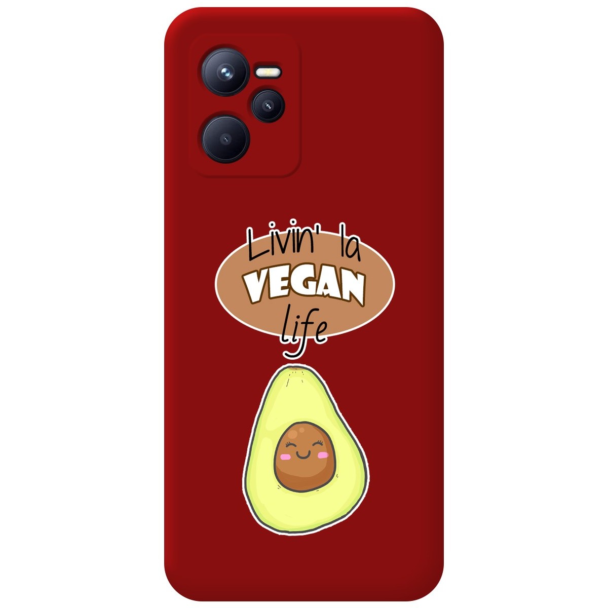 Funda Silicona Líquida Roja para Realme C35 diseño Vegan Life Dibujos
