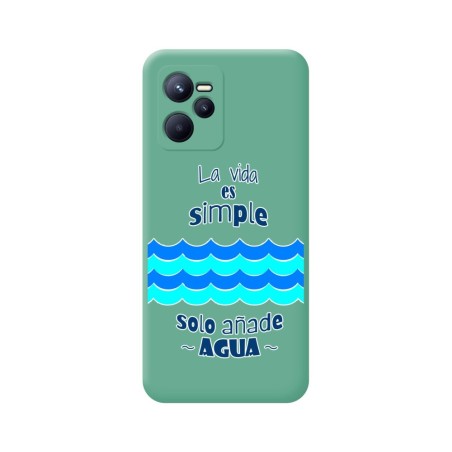 Funda Silicona Líquida Verde para Realme C35 diseño Agua Dibujos