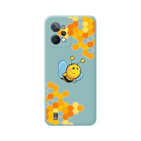 Funda Silicona Líquida Azul para Realme C31 diseño Abeja Dibujos