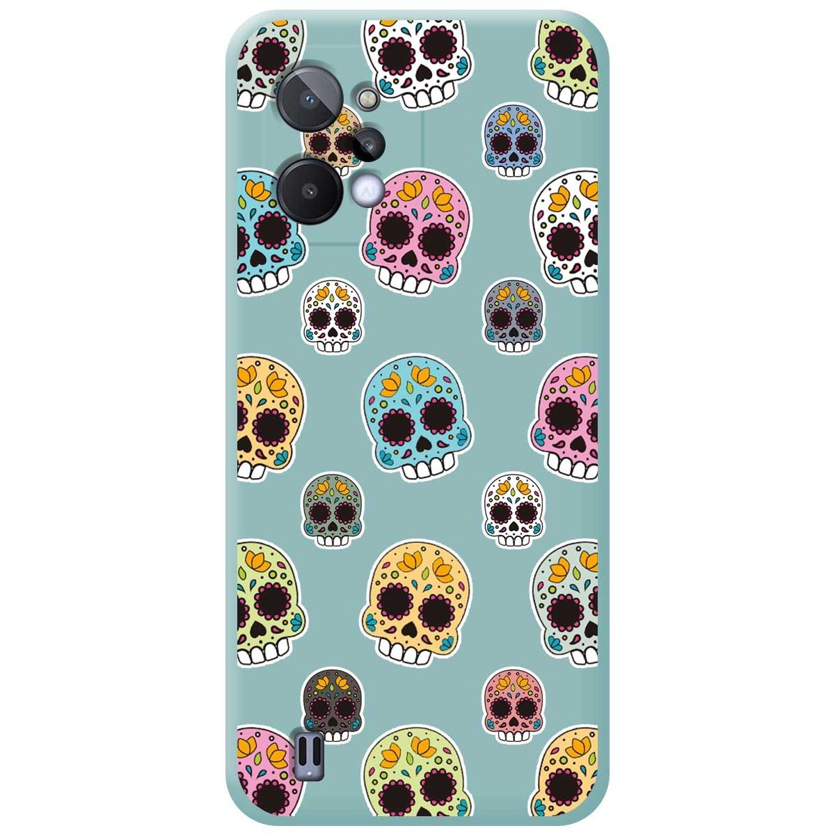 Funda Silicona Líquida Azul para Realme C31 diseño Catrina Dibujos