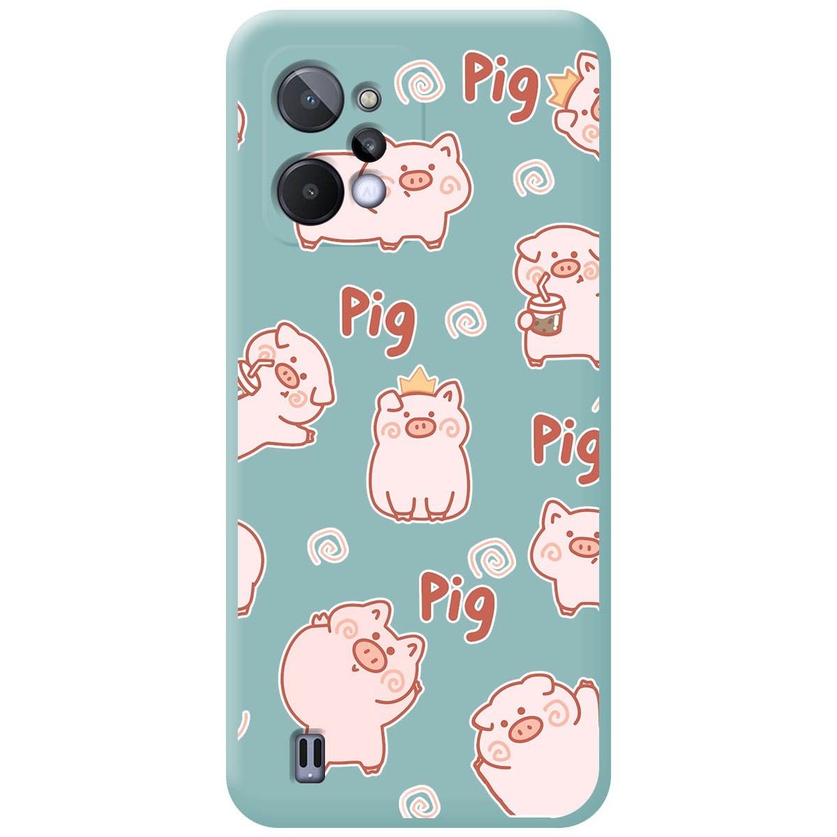 Funda Silicona Líquida Azul para Realme C31 diseño Cerdos Dibujos